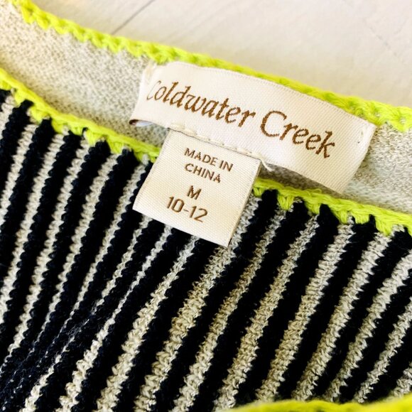 Coldwater Creek Womens Ribbed Neck Sweater Striped Cap Sleeve Size M (10-12) - Picture 9 of 12